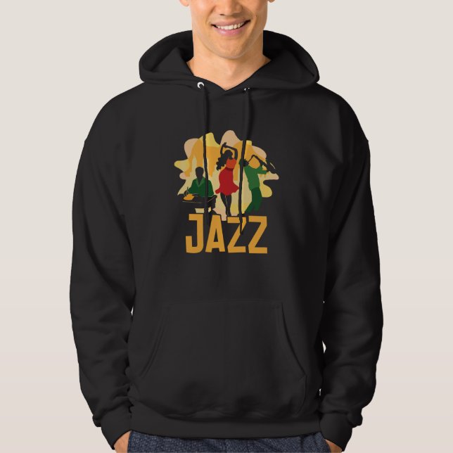 Jazz Musician Orchestra Saxophone Piano Trombone P Hoodie (Front)