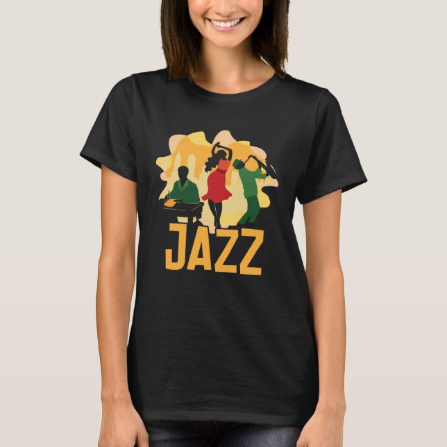 Jazz Musician Orchestra Saxophone Piano Trombone P T-Shirt (Front)