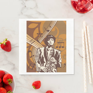 Jazz Musician with Saxophone Napkin