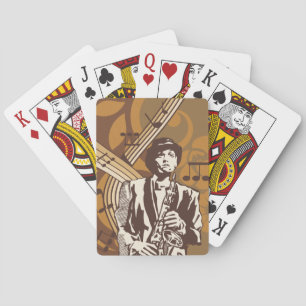 Jazz Musician with Saxophone Playing Cards