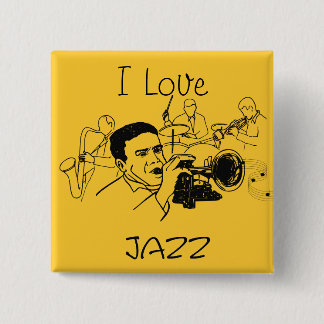 JAZZ musician with trumpet and musical notes 15 Cm Square Badge