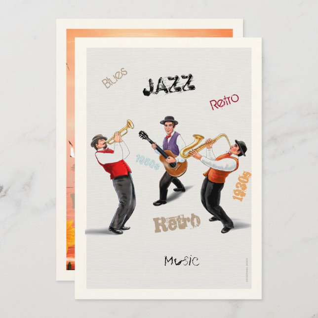 Jazz Musicians Retro Music Blues Party ART Paint Invitation (Front/Back)