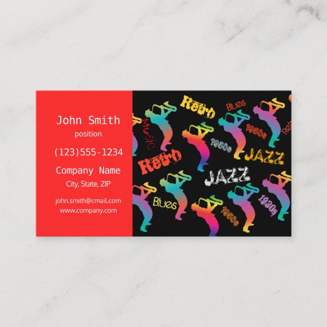 Jazz Musicians Retro Music POP ART 1930s - 1950s Business Card (Front)