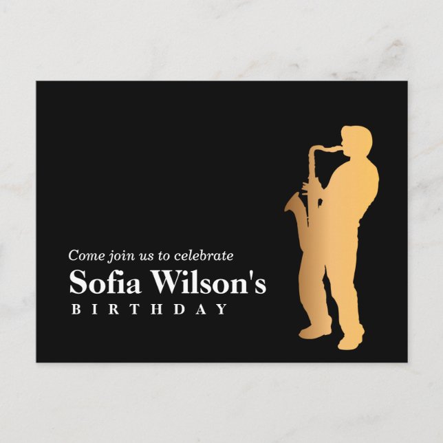 Jazz night birthday Postcard invitation (Front)