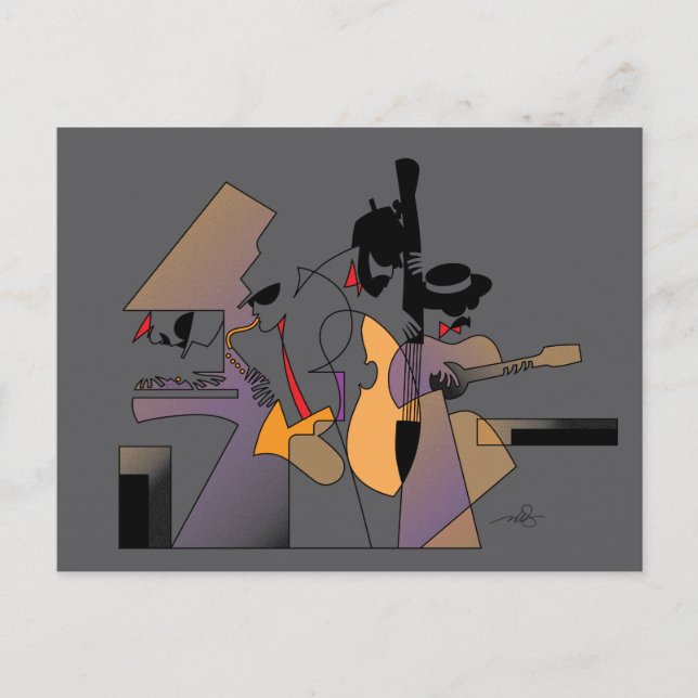 Jazz & Nightshades Abstract Art Postcard (Front)