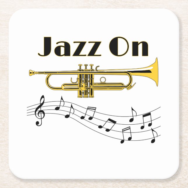 Jazz On Square Paper Coaster (Front)