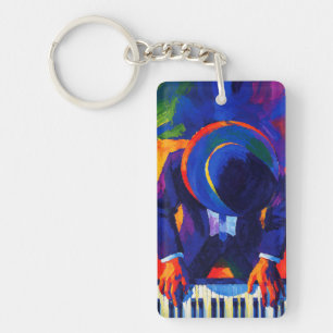 Jazz Pianist Abstract Art Colourful Painting Key Ring