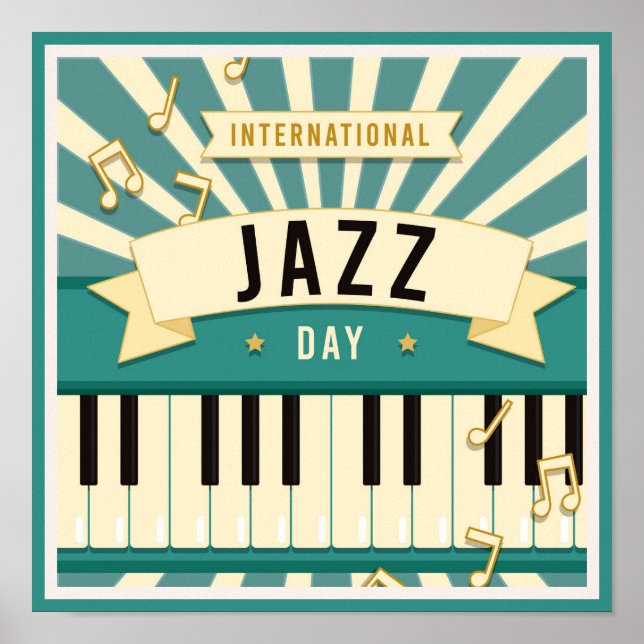 Jazz Piano Music Illustration Musical notes Poster (Front)