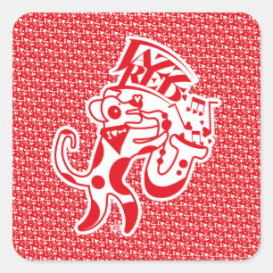 JAZZ RED (JACK RUSSELL) BY MASANSER SQUARE STICKER