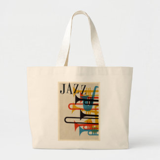 jazz retro 1950s style poster beatnik midcentury m large tote bag