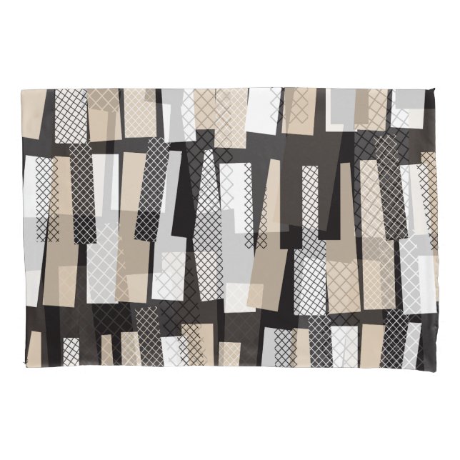 Jazz Rhythms: Black White Geometric Pillowcase (Front)