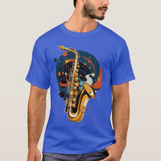 Jazz Saophone Player Colorful Abstract Art Musicia T-Shirt
