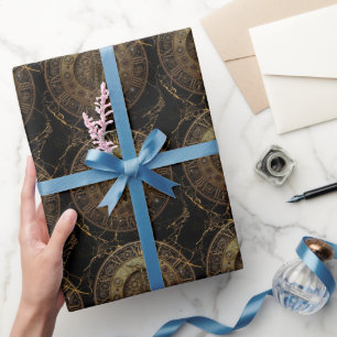 Jazz, Sax, Gold, Steampunk Art, Gold luxury Wrapping Paper