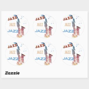 Jazz Saxophone Modern Art Classic Round Sticker