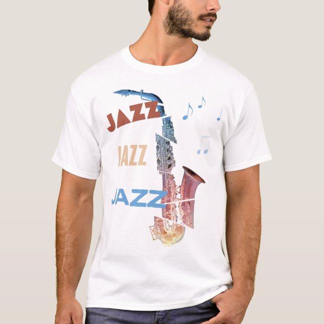 Jazz Saxophone Modern Art T-Shirt (Front)