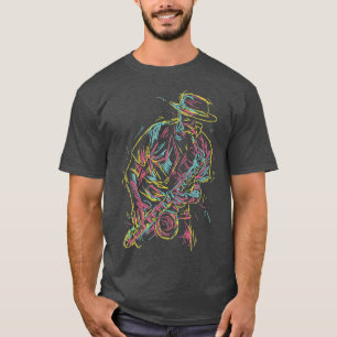 Jazz Saxophone Player Colourful Abstract Art Sax T-Shirt