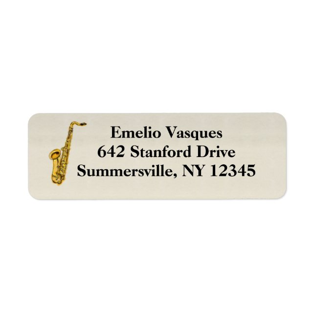 Jazz Saxophone Return Address Label (Front)