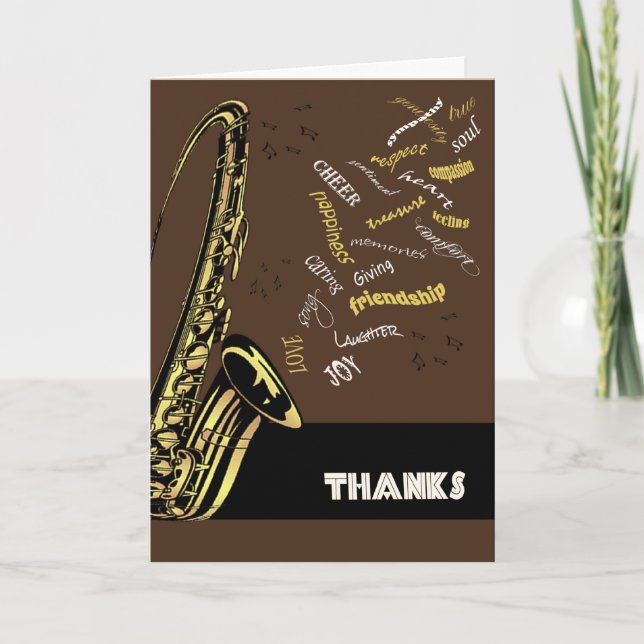 Jazz Saxophone Thank You Card (Front)