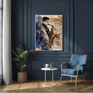 Jazz Saxophone Wall Art – Abstract Music Canvas