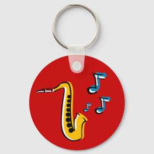 jazz saxophone with notes key chain