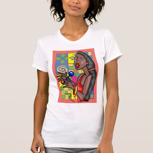Jazz Singer Abstract Background T-Shirt (Front)