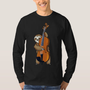 Jazz Sloth Playing Upright Bass Cool Musician 18 T-Shirt