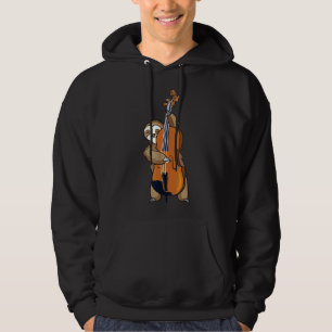 Jazz Sloth Playing Upright Bass Cool Musician Hoodie