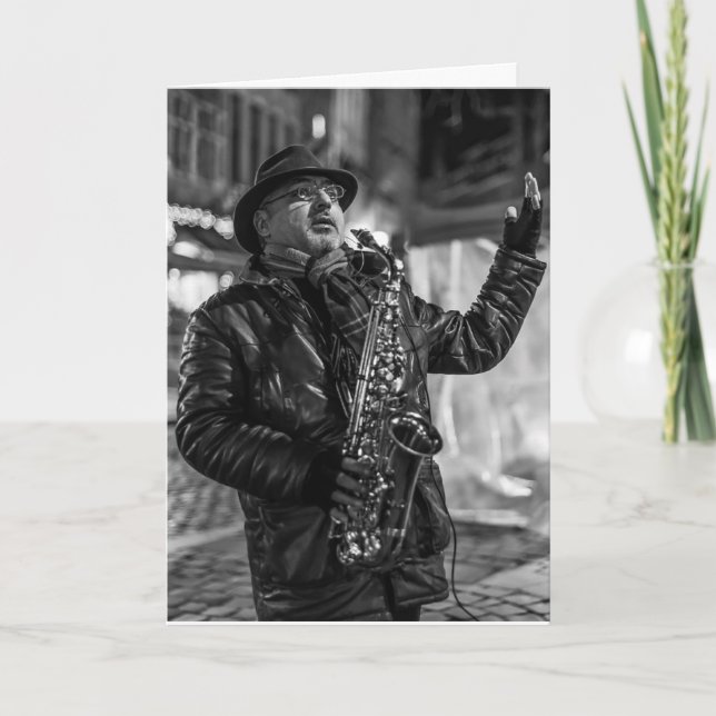 JAZZ STREET MUSICIAN BIRTHDAY CARD (Front)