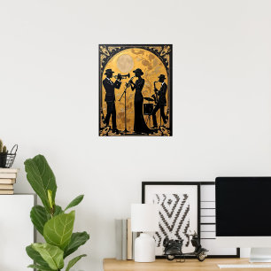 Jazz Trio in Gold Poster