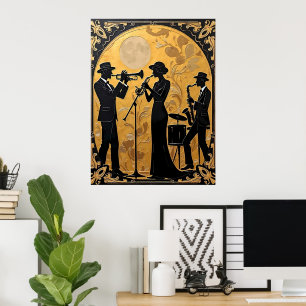 Jazz Trio in Gold Poster