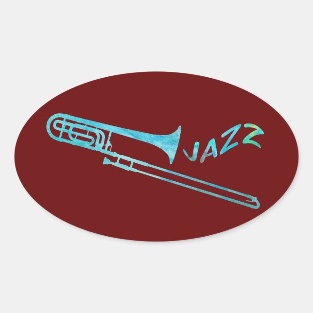 Jazz Trombone Oval Sticker (Front)
