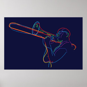 Jazz trombone player poster