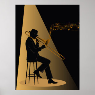 Jazz Trombone Player Silhouette | Jazz Club Poster
