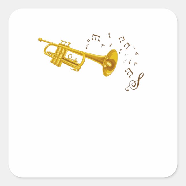 Jazz Trumpet Music Notes Musician Square Sticker (Front)