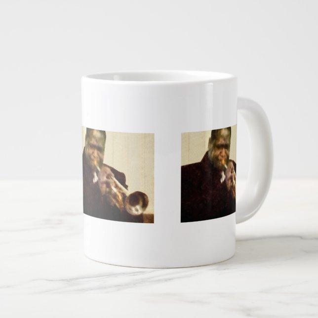 Jazz Trumpeter Large Coffee Mug (Front Right)