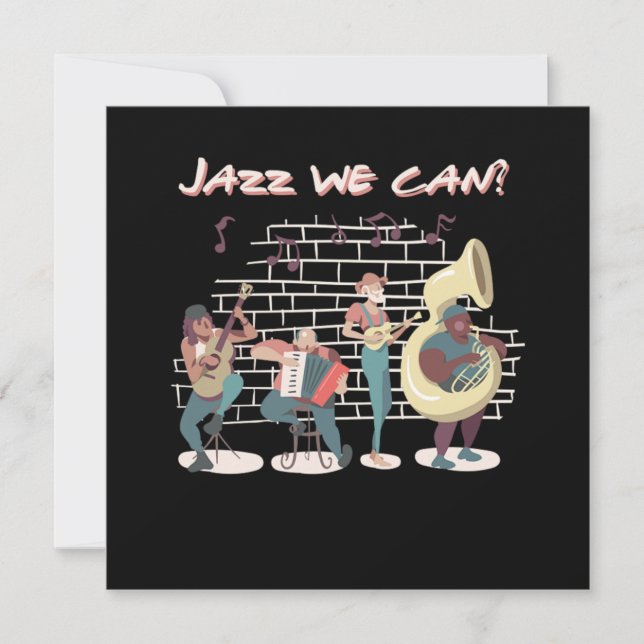 Jazz We Can Play Music Play The Band Instruments Invitation (Front)