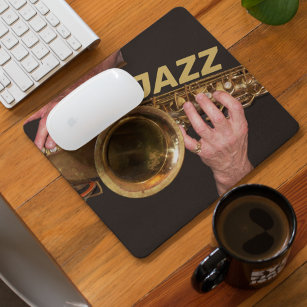 Jazzman Playing Gold Saxophone Mouse Pad