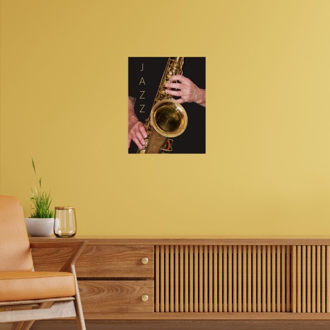 Jazzman Playing Gold Saxophone Poster (Living Room 2)