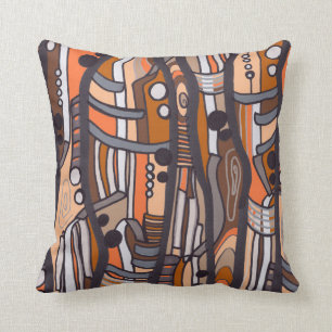 Jazzy Abstract Earthtones Pillow