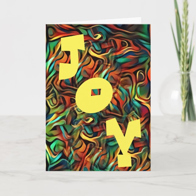 Jazzy Abstract Joy Christmas Holiday Card (Front)