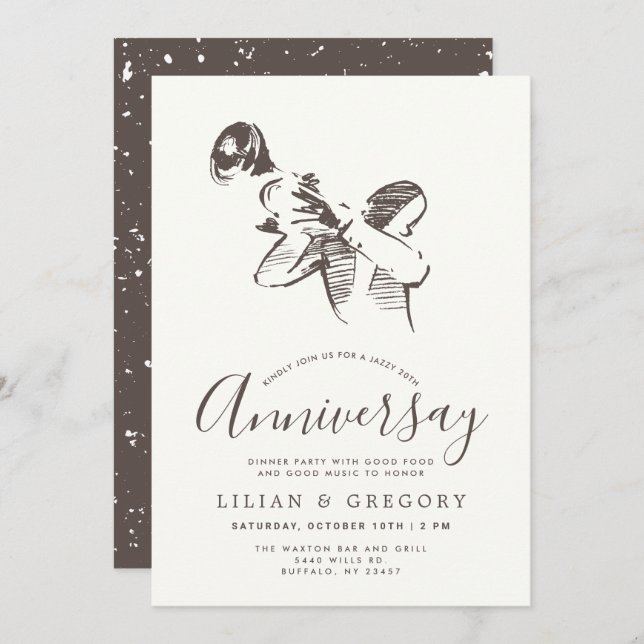 Jazzy Anniversary | Jazz Music Themed Party Invitation (Front/Back)
