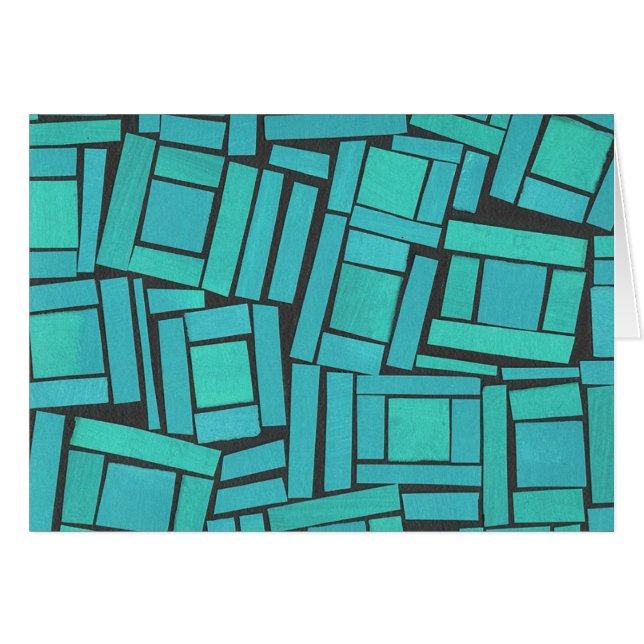Jazzy aqua modern pattern blank card (Front Horizontal)