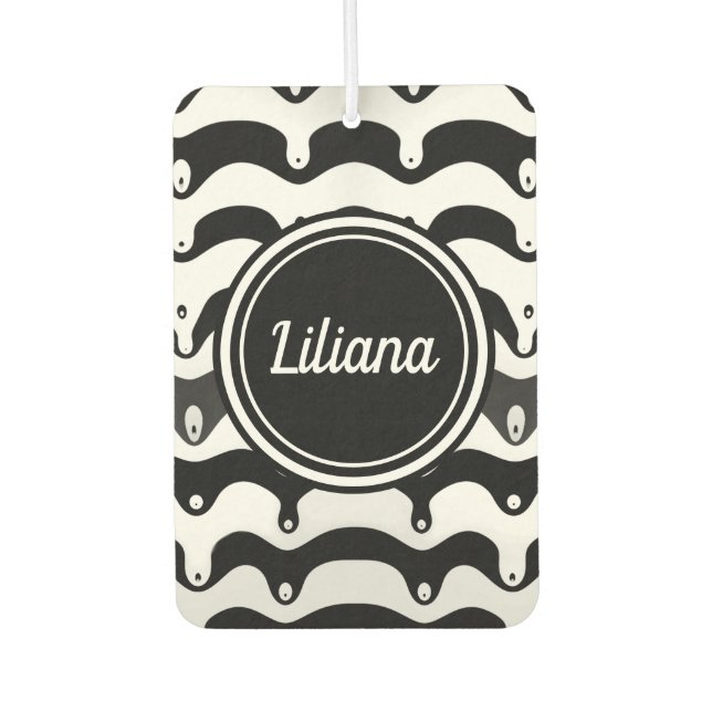 Jazzy Black and White Melting Zebra Stripes Car Air Freshener (Front)