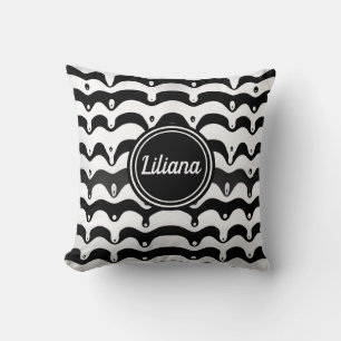 Jazzy Black and White Melting Zebra Stripes Cushion