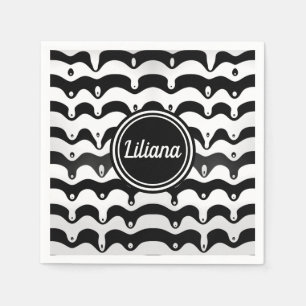 Jazzy Black and White Melting Zebra Stripes Napkin