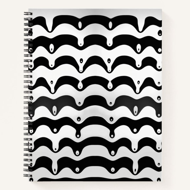 Jazzy Black and White Melting Zebra Stripes Notebook (Front)