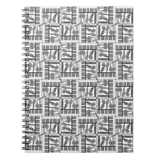 Jazzy Black and White Music Notebook (Front)
