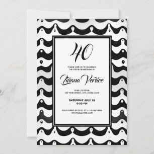 Jazzy Black & White Wavy Zebra Stripes Invitation