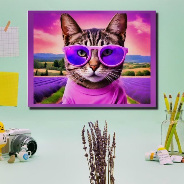 Jazzy  cat - - lavender field poster (Creator Uploaded)