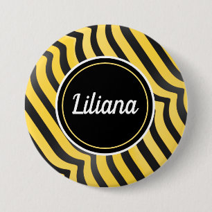 Jazzy Cute Black and Yellow Striped Bumblebee 7.5 Cm Round Badge